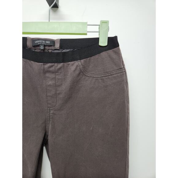 Lafayette 148 Women's Brown/Black Cotton Elastic Stretchy Skinny Pants, Size Sm - Picture 3 of 9